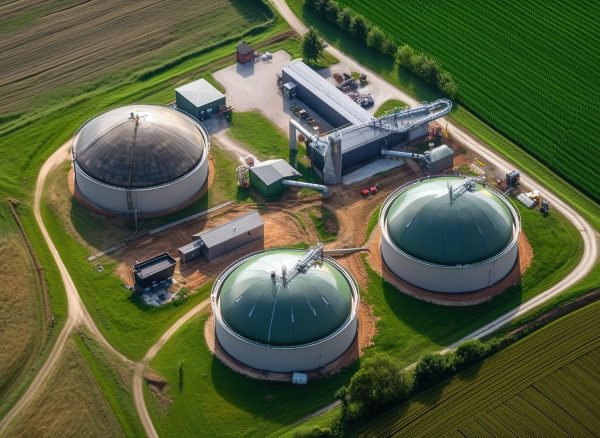 large-green-storage-tank-sits-field