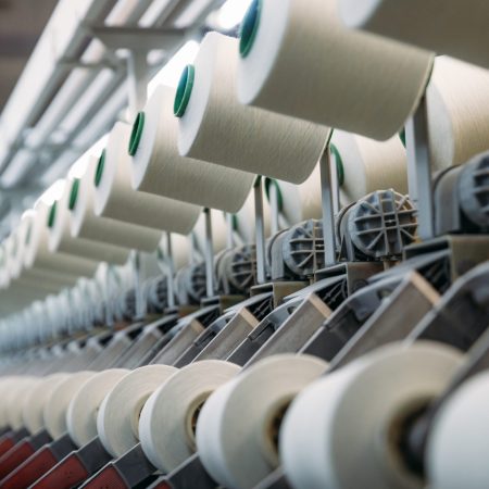 Cotton thread factory. Production line.