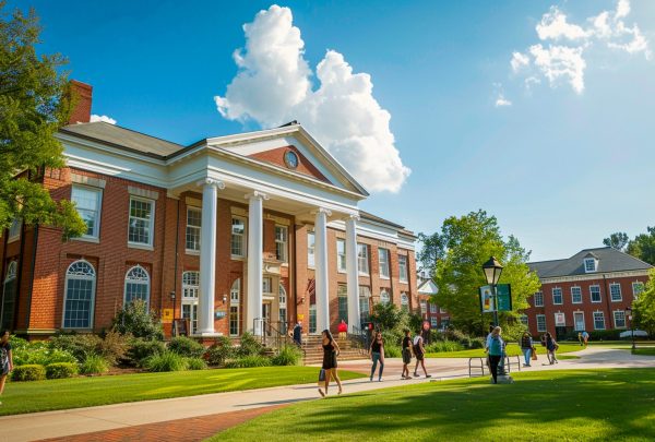 large-university-building-with-sign-that-says-university-america